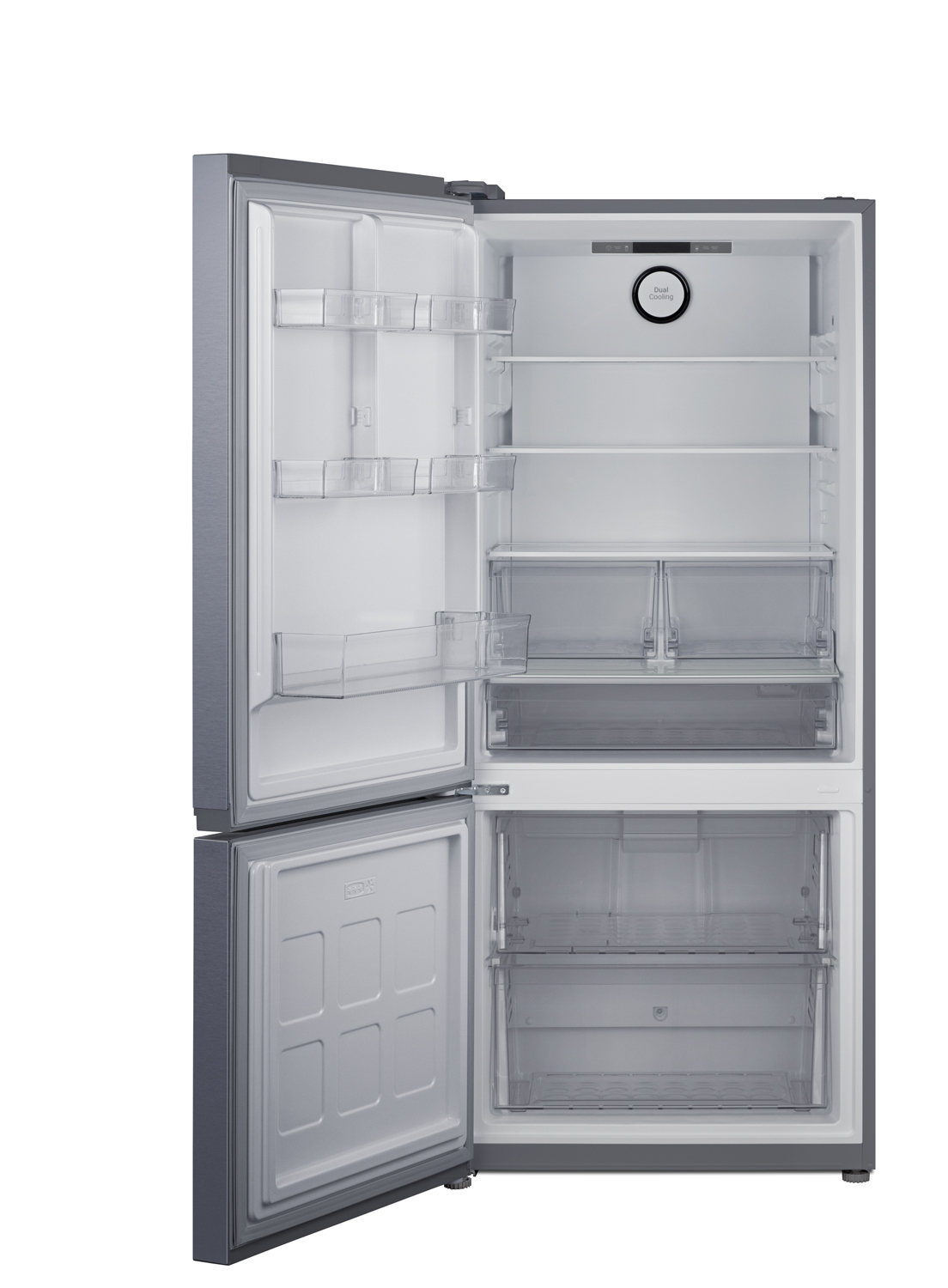 Frost-free ENERGY STAR certified bottom freezer refrigerator in stainless steel and counter depth fit